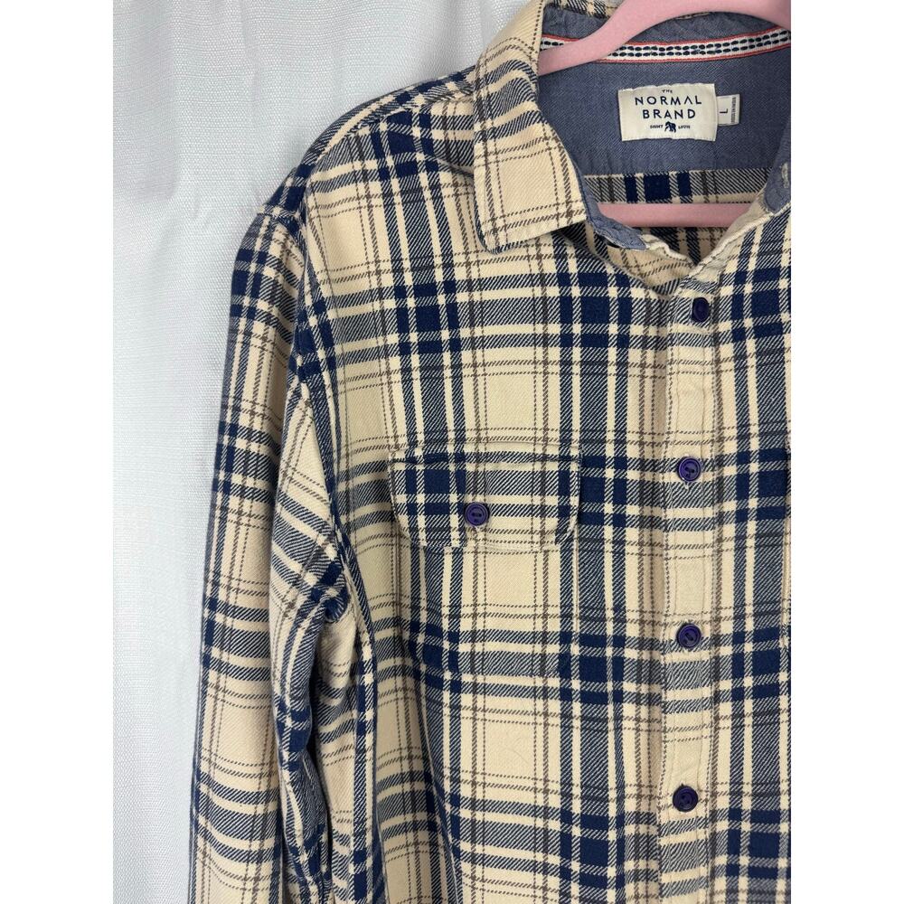 The Normal Brand Plaid Flannel Shirt Large Cotton Shacket Coastal Grandpa - Picture 5 of 8